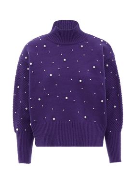 Faina Jersey mora / blanco perla