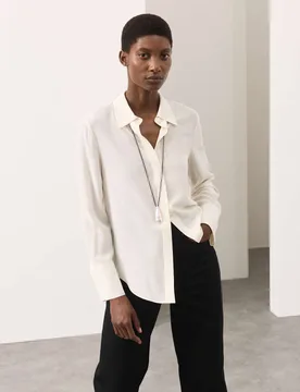 Pure Silk Collared Shirt Ivory female - Autograph - FashionsVida