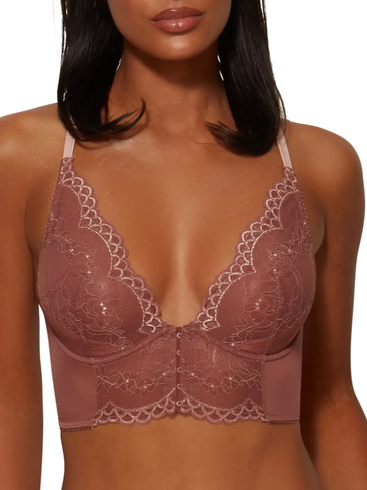 Womens Superboost Lace Deep V Bralette - Pink Polyamide - Size 44d - Gossard - FashionsVida