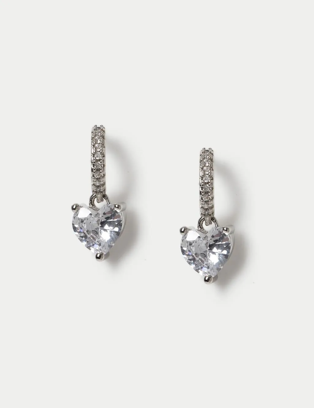 Platinum Plated Heart Drop Earrings Silver female - M&S - FashionsVida