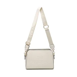 Women's 3 Zip Top Compartments Canvas Strap Cross Body Bag in Beige - Beige - Size: One Size