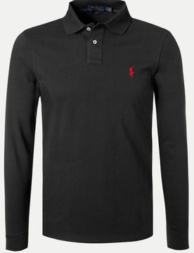 Polo Langarm-Poloshirt Schwarz L