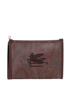 Clutch in tela spalmata con motivo pailsey