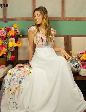 SoDigne A-line Embroidery Wedding Dress V-neck Sleeveless Bride Dresses Beach Backless Bridal Gowns vestidos de novia Customized - Aliexpress - FashionsVida