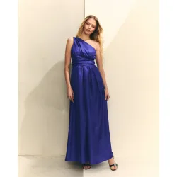 Vestido largo con tirante asimétrico drapeado
