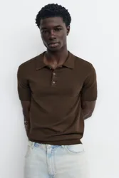 Short Sleeve Knit Polo Shirt (Size: )