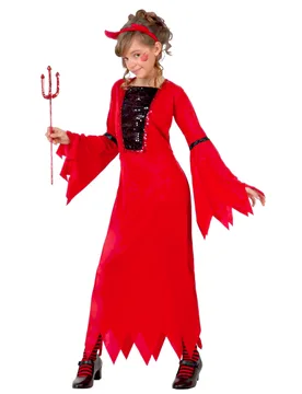Teufelinkostüm für Mädchen Halloween rot-schwarz - female - Atosa - FashionsVida