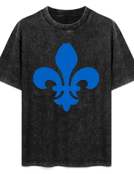 Blue Fleur-de-Lys symbol T-Shirt Heavy Duty Casual Work Tee - Aliexpress - FashionsVida
