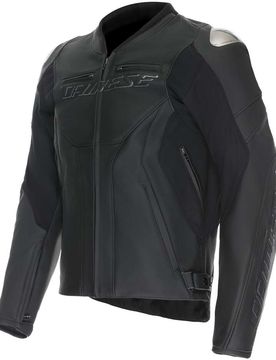 Giubbotto Moto in Pelle RACING 5 Nero Nero Nero taglia 46
