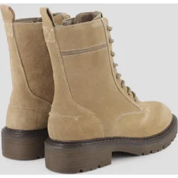 Botines militares de mujer en piel de serraje con plataforma