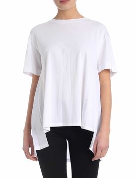 T-shirt bianca con plissè sul retro