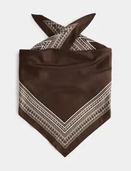 Satin Triangle Printed Neckerchief Brown Mix female