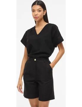 Top de mujer de manga corta de algodón y lino - Vila - FashionsVida