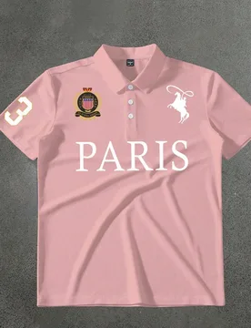 Camisa Polo de Golf Gráfica Casual de Verano Rosa Claro para Hombre,Cuello Transpirable,Estilo Streetwear Hip Hop,Camiseta de Fútbol y Deportes,Copa - Shein - FashionsVida