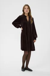 Women's KAkelly Flounce Long Sleeve Midi Dress in Dark Brown Size: Small - Dark Brown - Size: S
