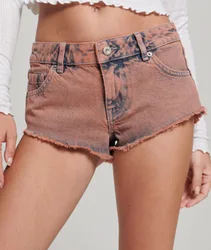 Superdry Damen Verwaschene Hot Shorts Koralle - Größe: 38