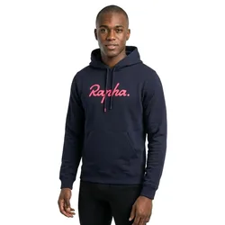 Felpa Con Cappuccio Heavyweight Cotton Large Logo Dark Navy / High-Vis Pink