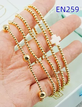 YEEVAA Gold Plated Beaded Stretch Bracelet Set, Stackable Ball Chain Bracelets with White Cross Charm-5PCS - Aliexpress - FashionsVida