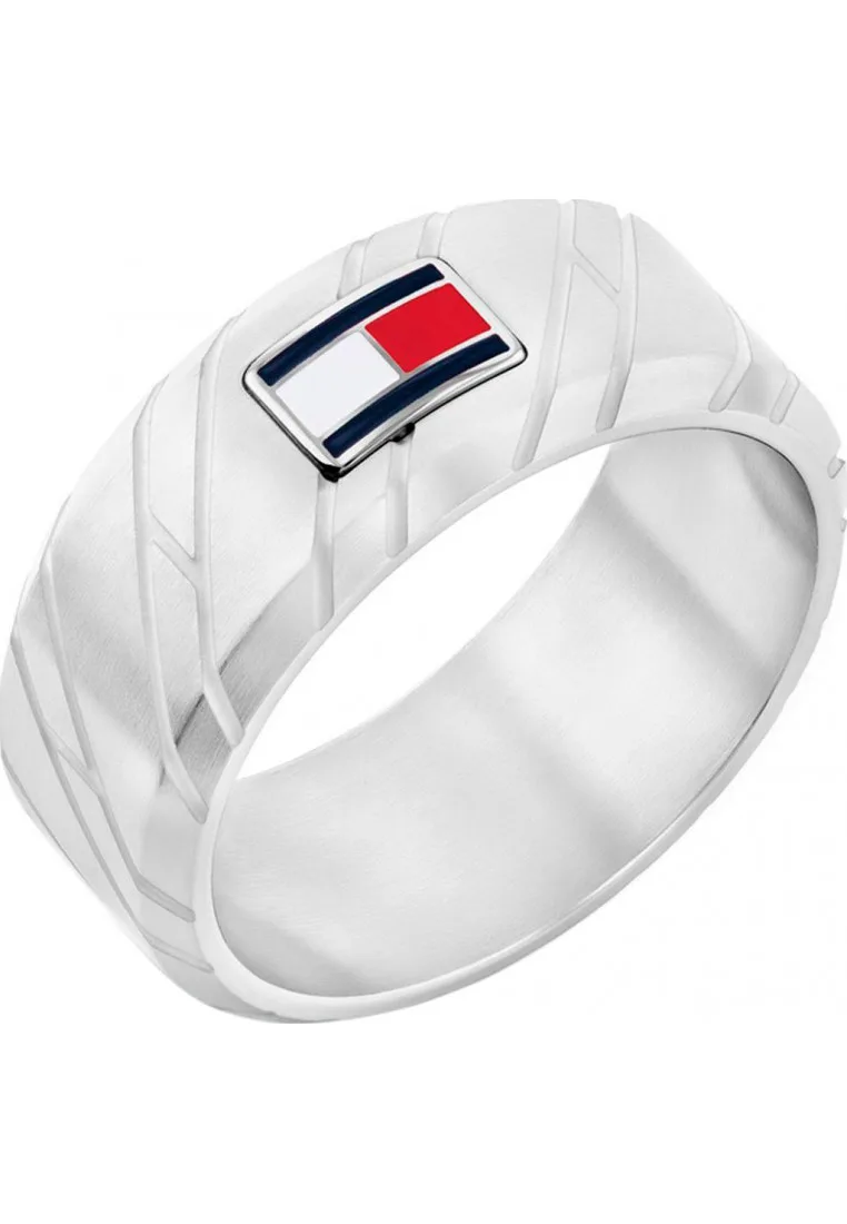 G Mens Ring - Silver Stainless Steel - Size U - Tommy hilfiger - FashionsVida