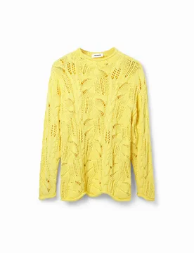 Pull oversize motif ajouré YELLOW XL female - Desigual - FashionsVida