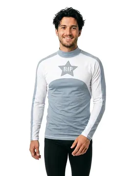 T-shirt à Manches Longues Et Col Montant Lycra Grey / White XS Homme