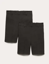 Pack Boys' Slim Leg School Shorts (2-14 Yrs) Charcoal male