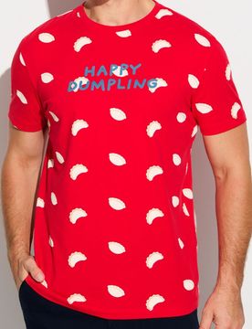 T-shirt in cotone con scritta - rosso