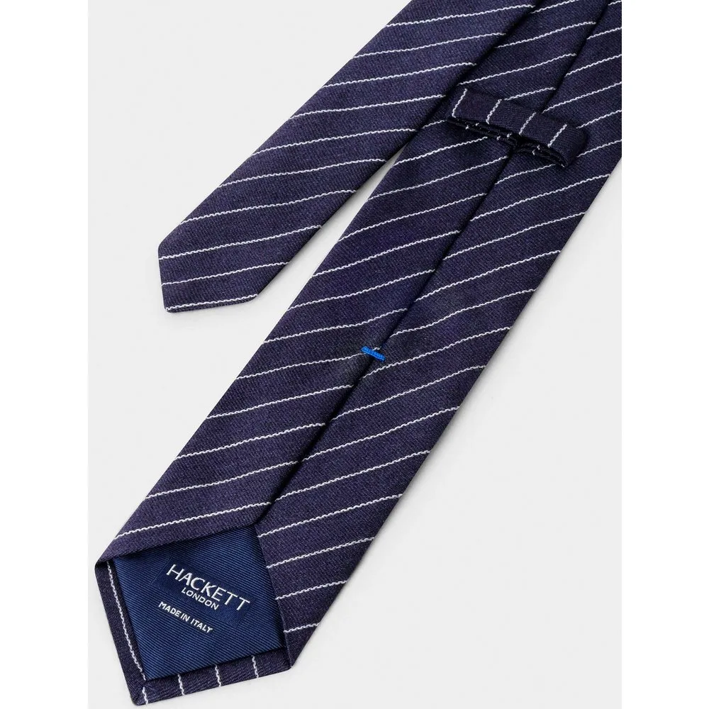 Corbata de hombre de seda-lana con raya única - Hackett - FashionsVida