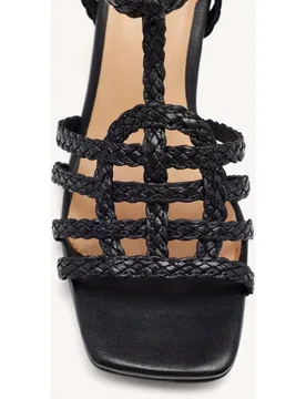 Sandalias de tacón de mujer de piel con trenzado y tacón fino - Gioseppo - FashionsVida