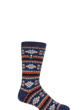 Mens 1 Pair SOCKSHOP Nordic Soul Warming Thermal Socks Nordic Denim 6-11 - Blue - Size: 6-11 Mens - Heat Holders - FashionsVida