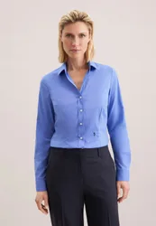 Hemdbluse mit Abnähern slim fit Blau 48