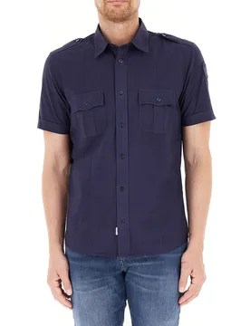 Camicia maniche corte BLU NAVY S - Blauer - FashionsVida