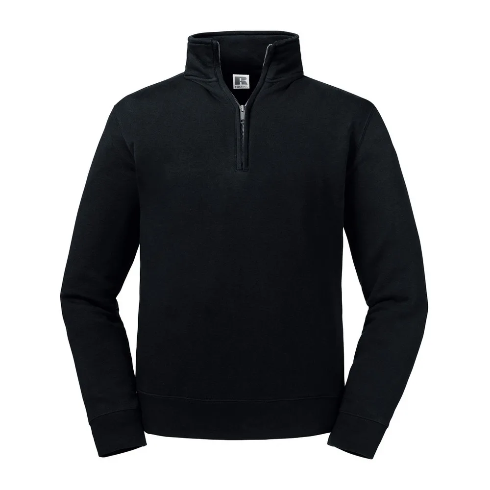 Mens Authentic Zip Neck Sweatshirt (Black) - Size 2xl - Russell athletic - FashionsVida
