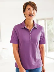 Baumwoll-Poloshirt Liberty Kragen - Violett - female - Size: 44