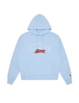 College Applique Running Dog Popover Hood - Light