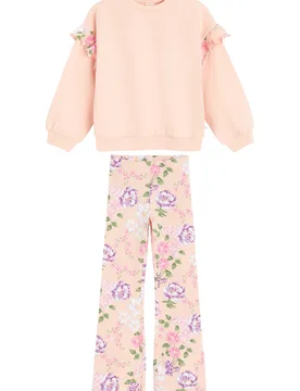 Floral Print Jumper and Wide Leg Trousers Kids Set - COOL CLUB - FashionsVida