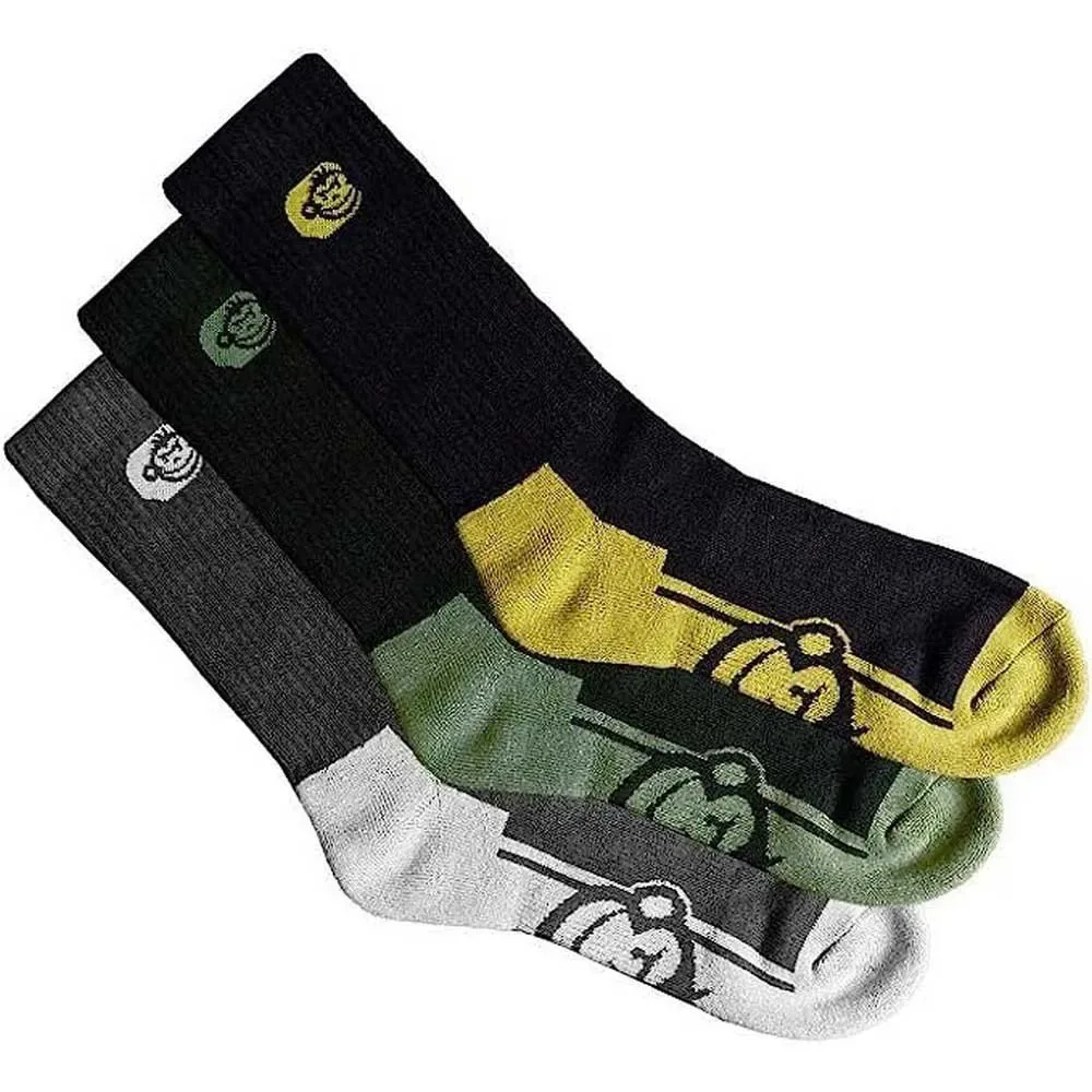 Apearel Crew Long Socks 3 Pairs Grey UK 6-8 Men - Ridgemonkey - FashionsVida