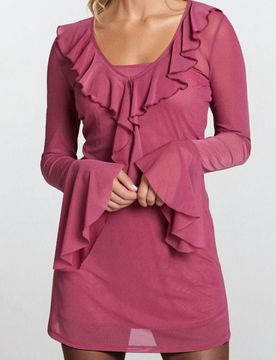 Mini vestito con balze - rosa pastello