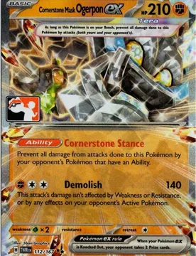 Pokemon SV Twilight Masquerade 112/167 Cornerstone Mask Ogerpon ex (Prize Pack League Promo) - Pokémon - FashionsVida
