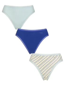 Women's 3 Pack Sloggi Go Crush High Leg Briefs Blue Medium - Blue - Size: Medium - SockShop - FashionsVida