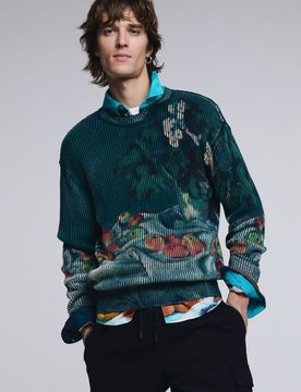 Jersey bodegón textura, Hombre, Algodon, Azul, S