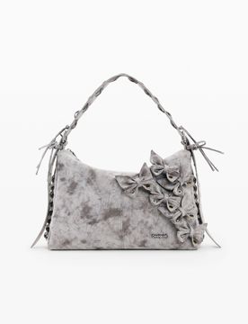 Bolso Flores Grande, Mujer, Poliuretano, Negro, U