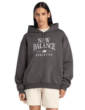 Fleece Damen Kapuzenpullover - Schwarz - Größe M - Baumwoll-Jersey Black M - New Balance - FashionsVida