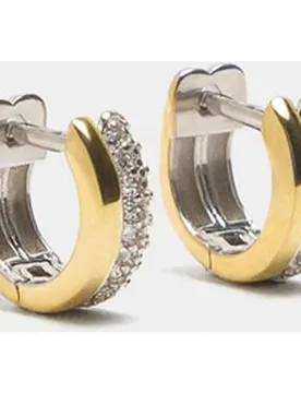 Pendientes de aro de plata de ley con circonitas - Parfois - FashionsVida