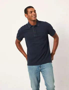 Pure Cotton Pique Polo Shirt Navy male - Fatface - FashionsVida