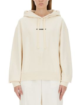 Woman's Cotton Hoodie with Logo Print