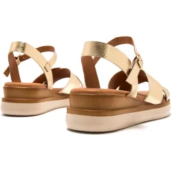 Sandalias de cuña de mujer en piel con pala cruzada