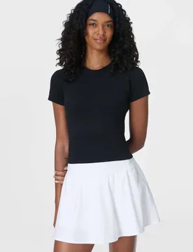 Athlete Crop Seamless T-Shirt Black female - Sweaty betty - FashionsVida