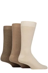 Mens 3 Pair Bamboo Leisure Socks Beige / Brown 7-11 - Assorted - Size: 7-11 Mens