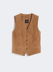 Gilet in suede donna marrone